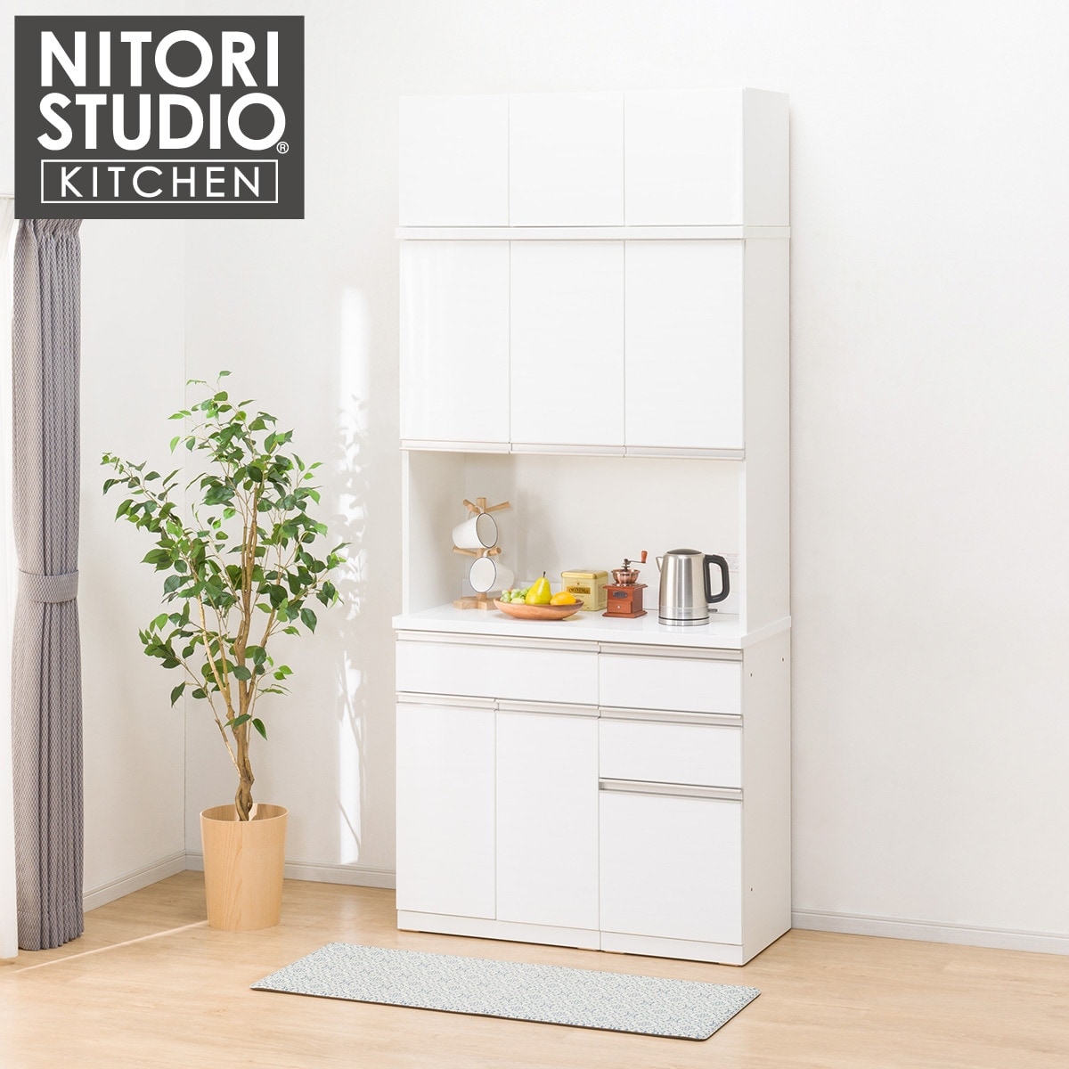 NITORI/ニトリ レンジボード 食器棚 DAHLIA-80KB-WH【ユーズドユーズ 