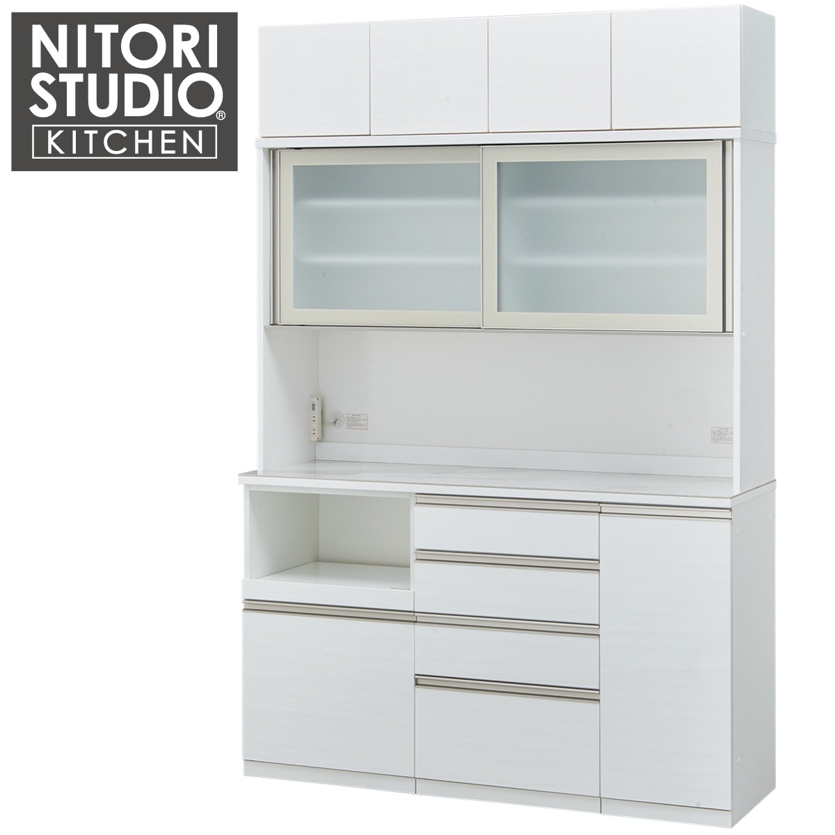 分解可能】食器棚 キッチンボード ホワイト 幅100cm高さ200cm ニトリ 