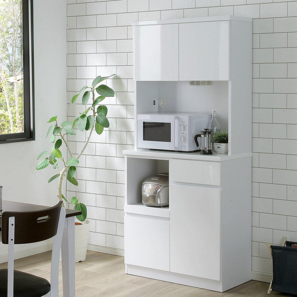ニトリ キッチンボード 食器棚 ホワイト キッチンボード(コパン 80KB 