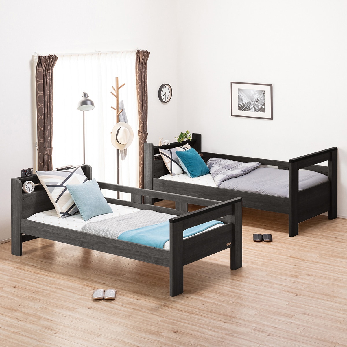 棚＆コンセント付き２段ベッド（DGY)通販 | ニトリネット【公式】 家具