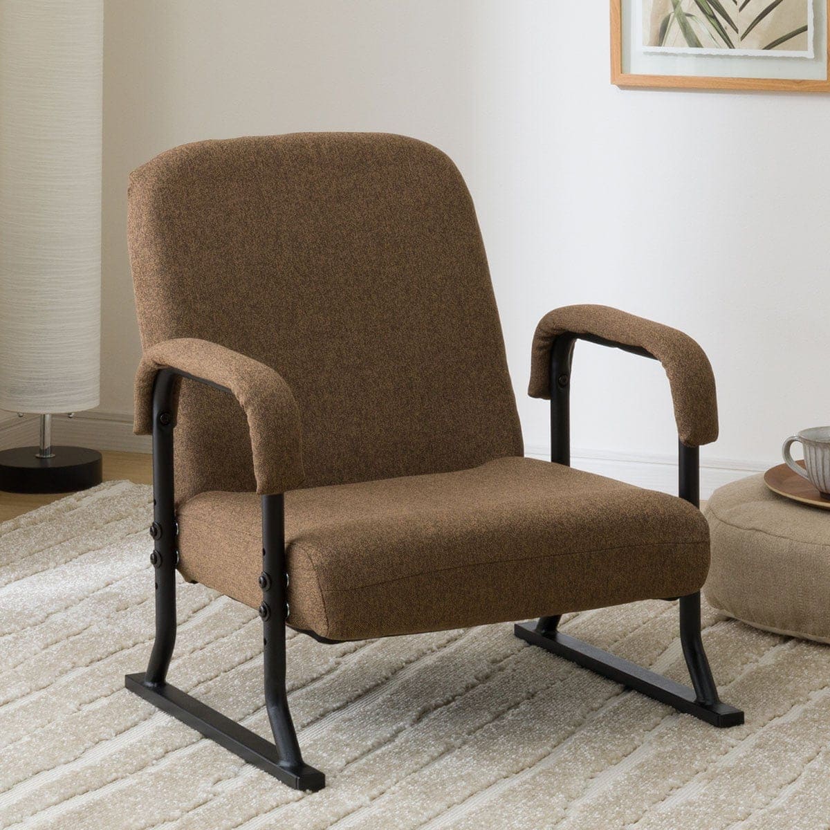 美品 ニトリ 高座椅子 ロータイプ ハープ3 グレー素材天然木ウレタン 