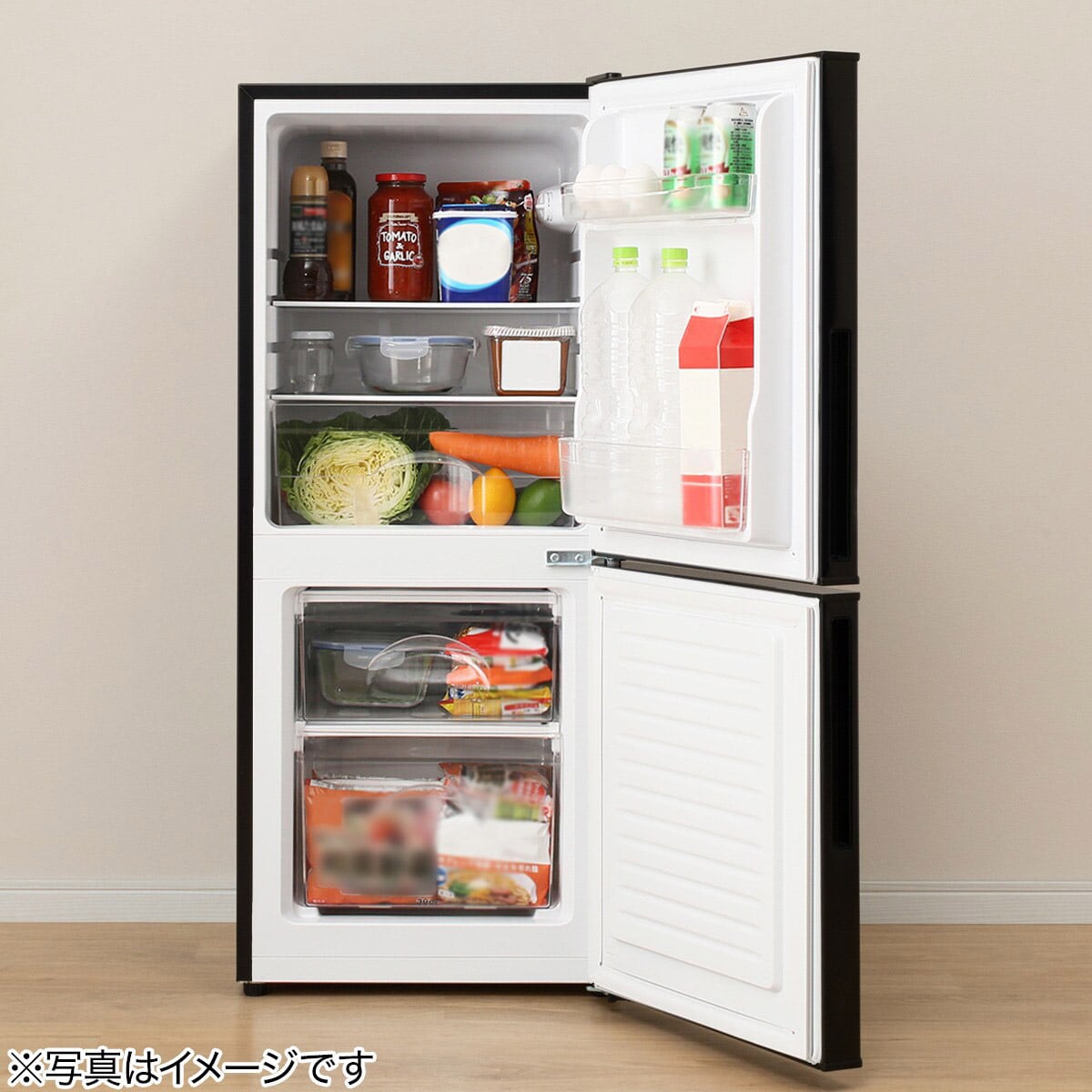 106L 直冷式2ドア冷蔵庫 Nグラシア BK 延長保証付き(リサイクル回収 