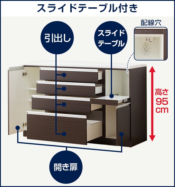 キッチンカウンター(レジューム 150QH-R WH)通販 | ニトリネット【公式 